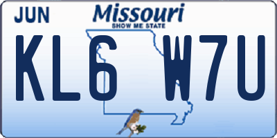 MO license plate KL6W7U
