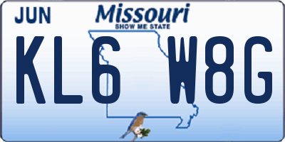 MO license plate KL6W8G