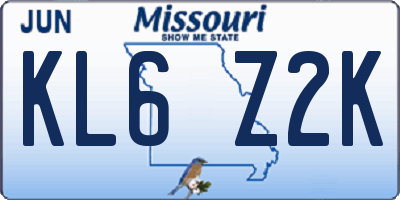 MO license plate KL6Z2K