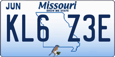 MO license plate KL6Z3E