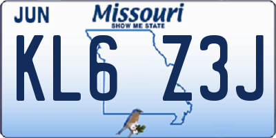 MO license plate KL6Z3J
