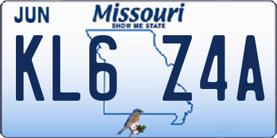 MO license plate KL6Z4A