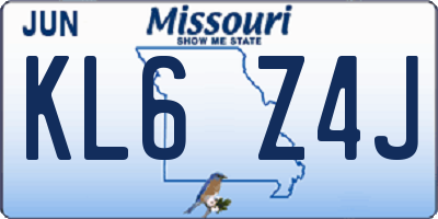 MO license plate KL6Z4J