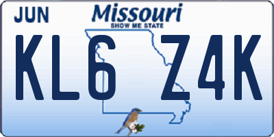 MO license plate KL6Z4K