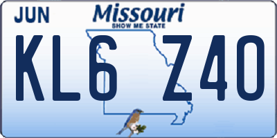 MO license plate KL6Z4O