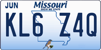 MO license plate KL6Z4Q