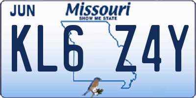 MO license plate KL6Z4Y