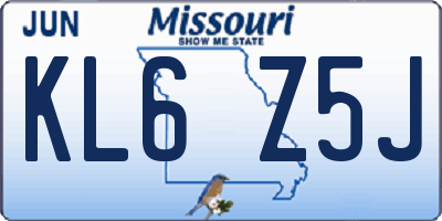 MO license plate KL6Z5J