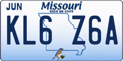 MO license plate KL6Z6A