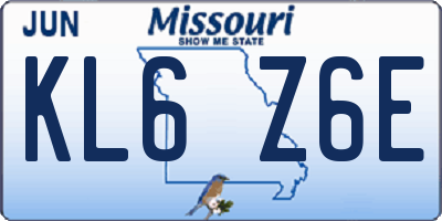MO license plate KL6Z6E