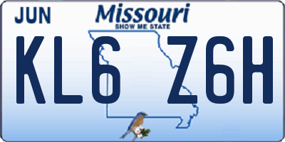 MO license plate KL6Z6H
