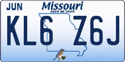 MO license plate KL6Z6J