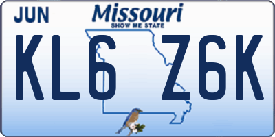 MO license plate KL6Z6K