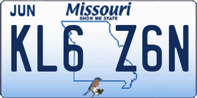 MO license plate KL6Z6N