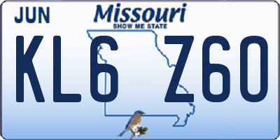 MO license plate KL6Z6O