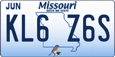 MO license plate KL6Z6S