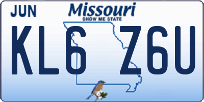 MO license plate KL6Z6U
