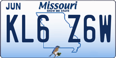 MO license plate KL6Z6W