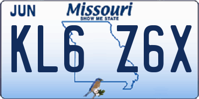 MO license plate KL6Z6X