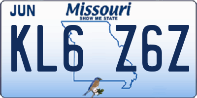 MO license plate KL6Z6Z