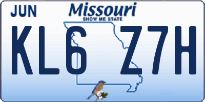 MO license plate KL6Z7H