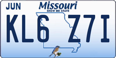 MO license plate KL6Z7I