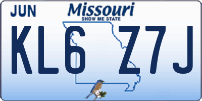 MO license plate KL6Z7J