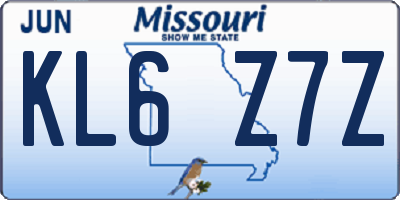 MO license plate KL6Z7Z