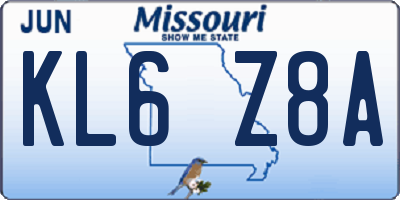 MO license plate KL6Z8A