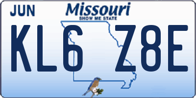 MO license plate KL6Z8E