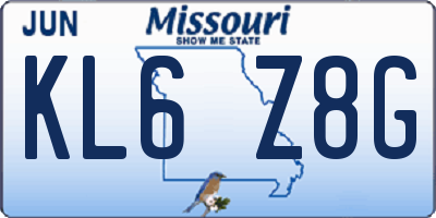 MO license plate KL6Z8G