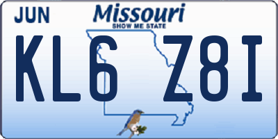 MO license plate KL6Z8I