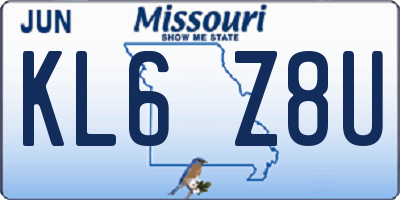 MO license plate KL6Z8U