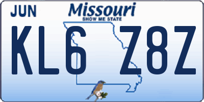MO license plate KL6Z8Z
