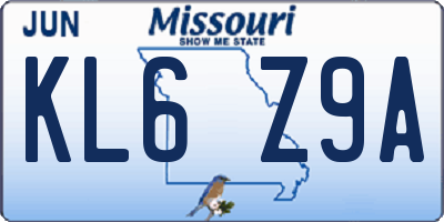 MO license plate KL6Z9A