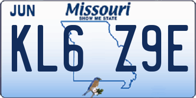 MO license plate KL6Z9E