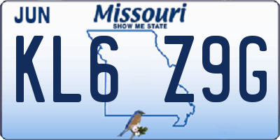 MO license plate KL6Z9G
