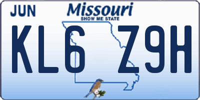 MO license plate KL6Z9H