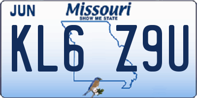 MO license plate KL6Z9U