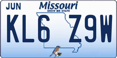 MO license plate KL6Z9W