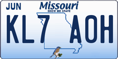 MO license plate KL7A0H