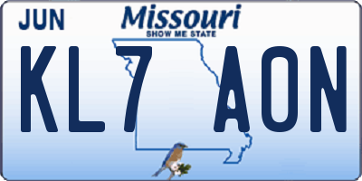 MO license plate KL7A0N