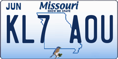 MO license plate KL7A0U