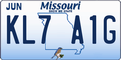 MO license plate KL7A1G