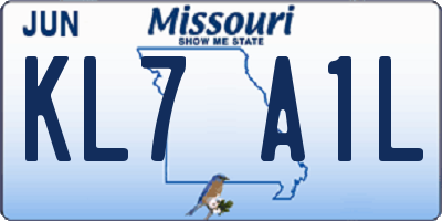 MO license plate KL7A1L