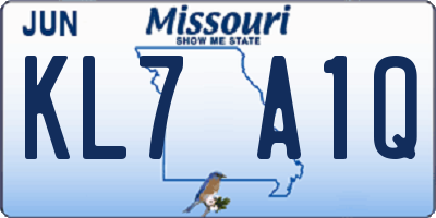 MO license plate KL7A1Q