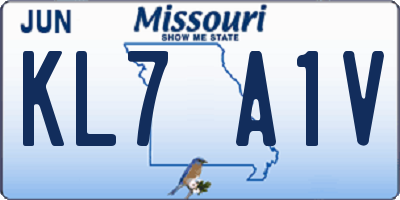 MO license plate KL7A1V