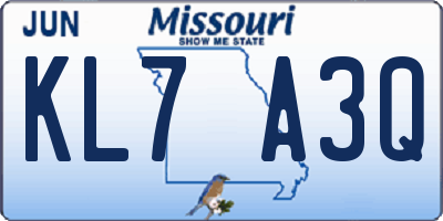 MO license plate KL7A3Q