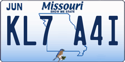 MO license plate KL7A4I