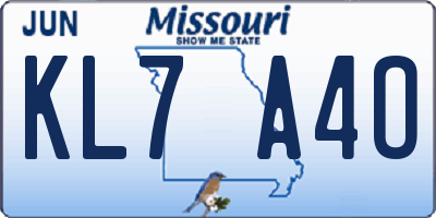 MO license plate KL7A4O